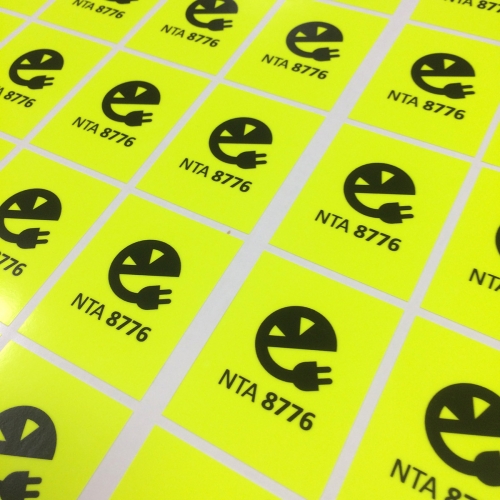 Adesivi giallo fluo con stampa