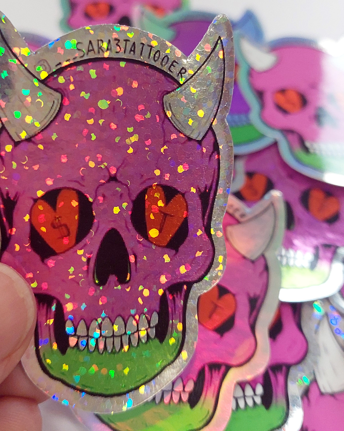 Adesivi glitterati con stampa a colori del logo