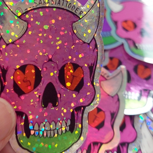 Adesivi glitterati con stampa a colori del logo