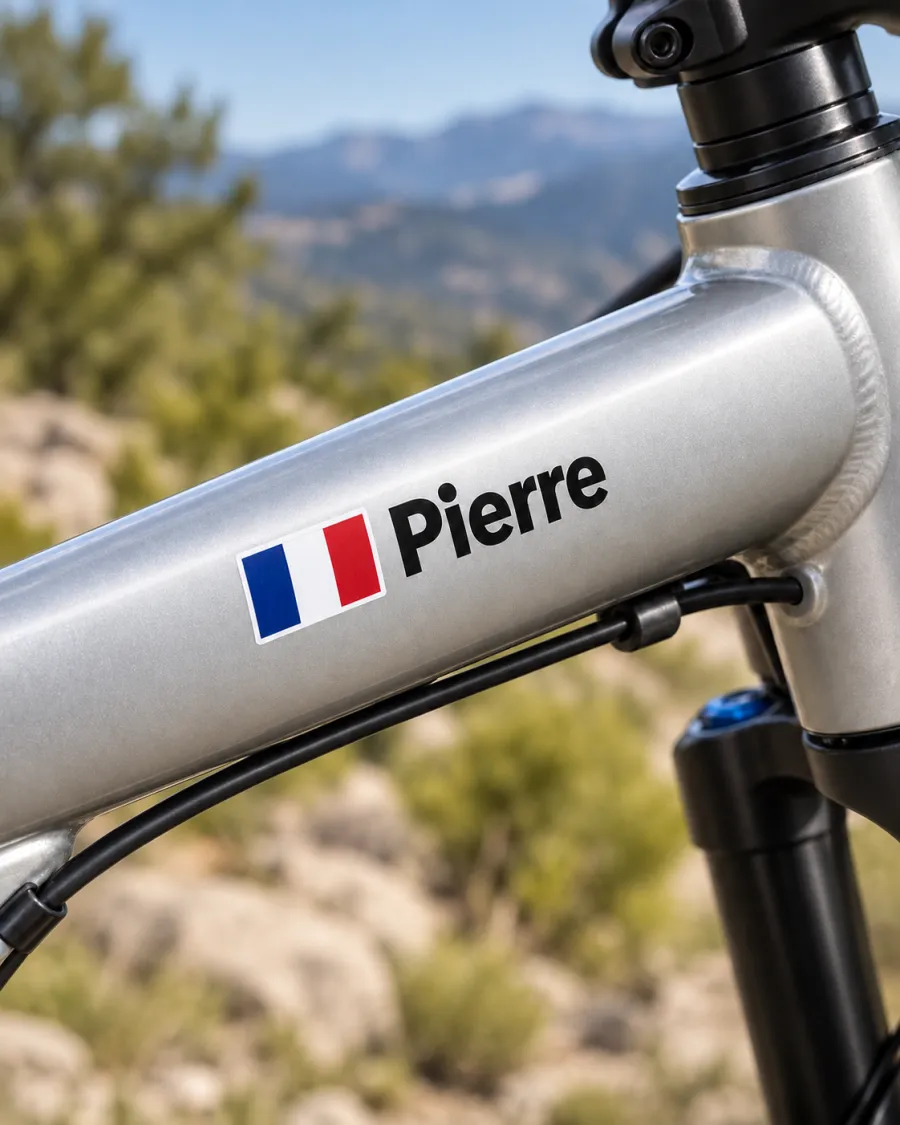 Adesivo nome e bandiera della Francia per bicicletta