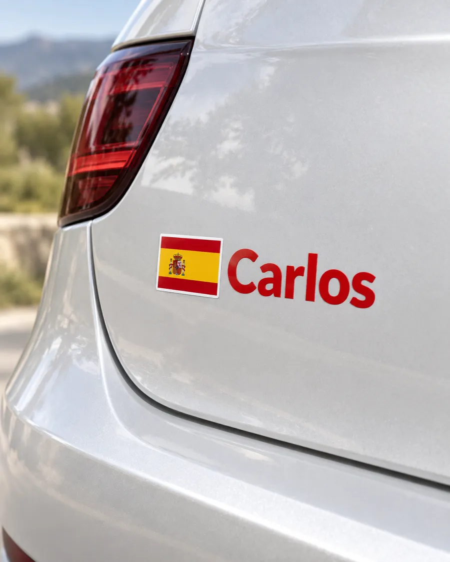 Adesivo nome e bandiera della Spagna per auto